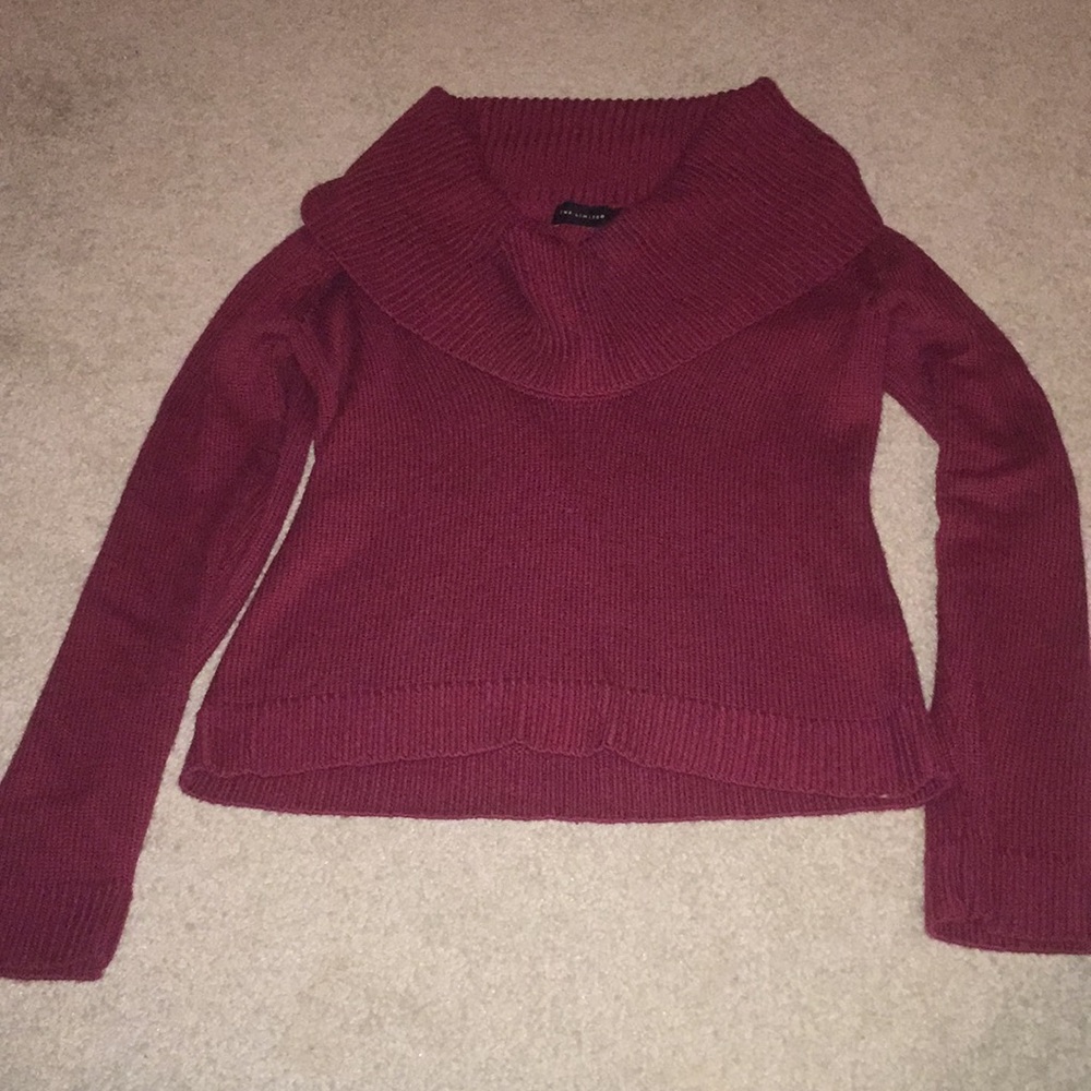 The Limited Burgundy Scoop Cowl Neck Sweater